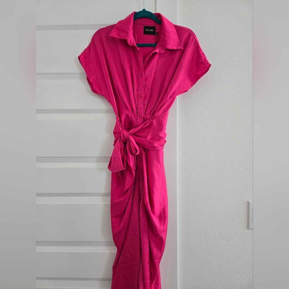 Fuschia Silky Wrap Dress Size Small